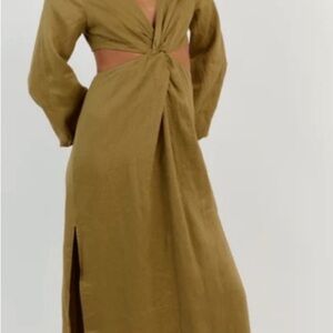 DISSH Tina Linen Midi Twist Front Dress NWT